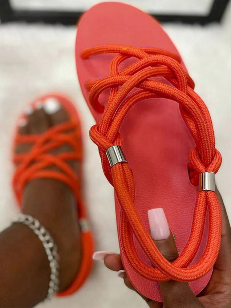 Crossover Rope Flats Sandals - Image 12