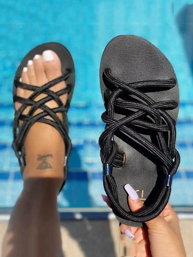Crossover Rope Flats Sandals - Image 3