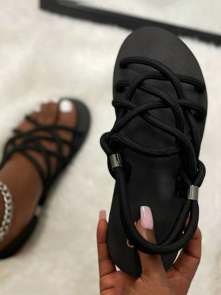 Crossover Rope Flats Sandals - Image 4