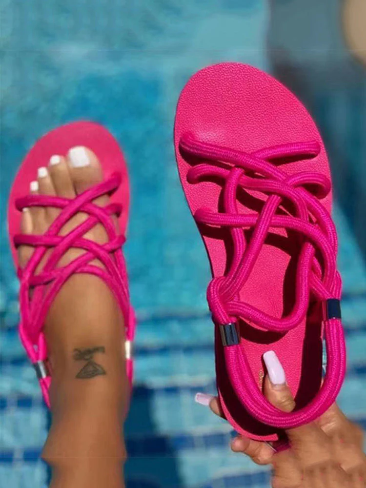 Crossover Rope Flats Sandals - Image 7