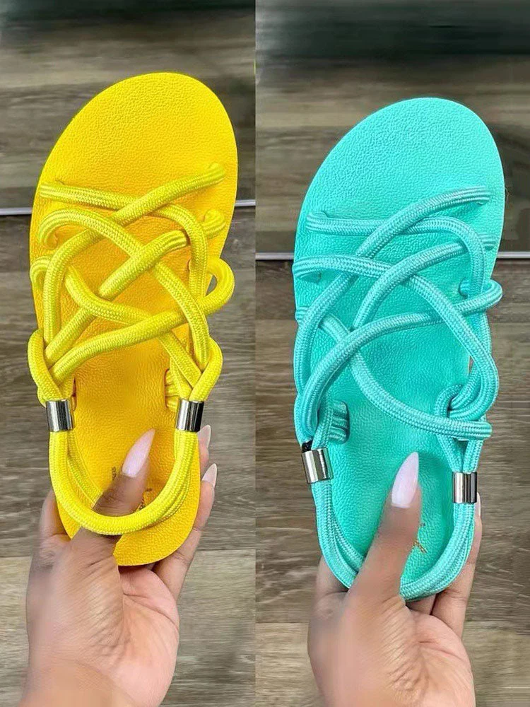 Crossover Rope Flats Sandals - Image 8