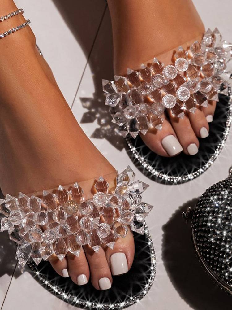 Crystal Decoration Flat Slippers - Image 3