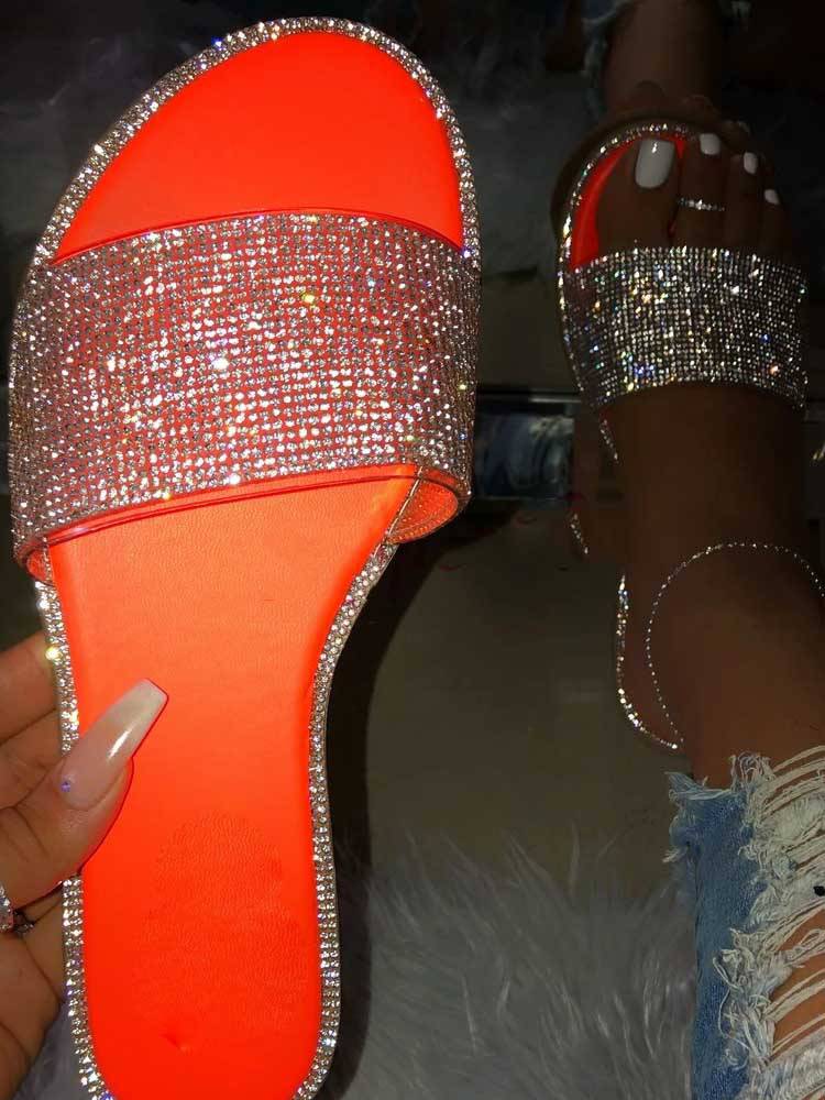 Crystal Glitter Flat Bling Slippers - Image 5