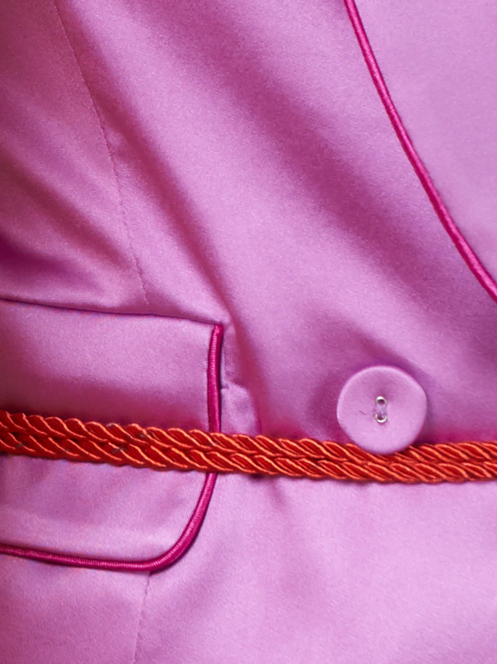 DALIDA Double-breasted Satin Blazer + Pants Matching Set in Pink - Image 8