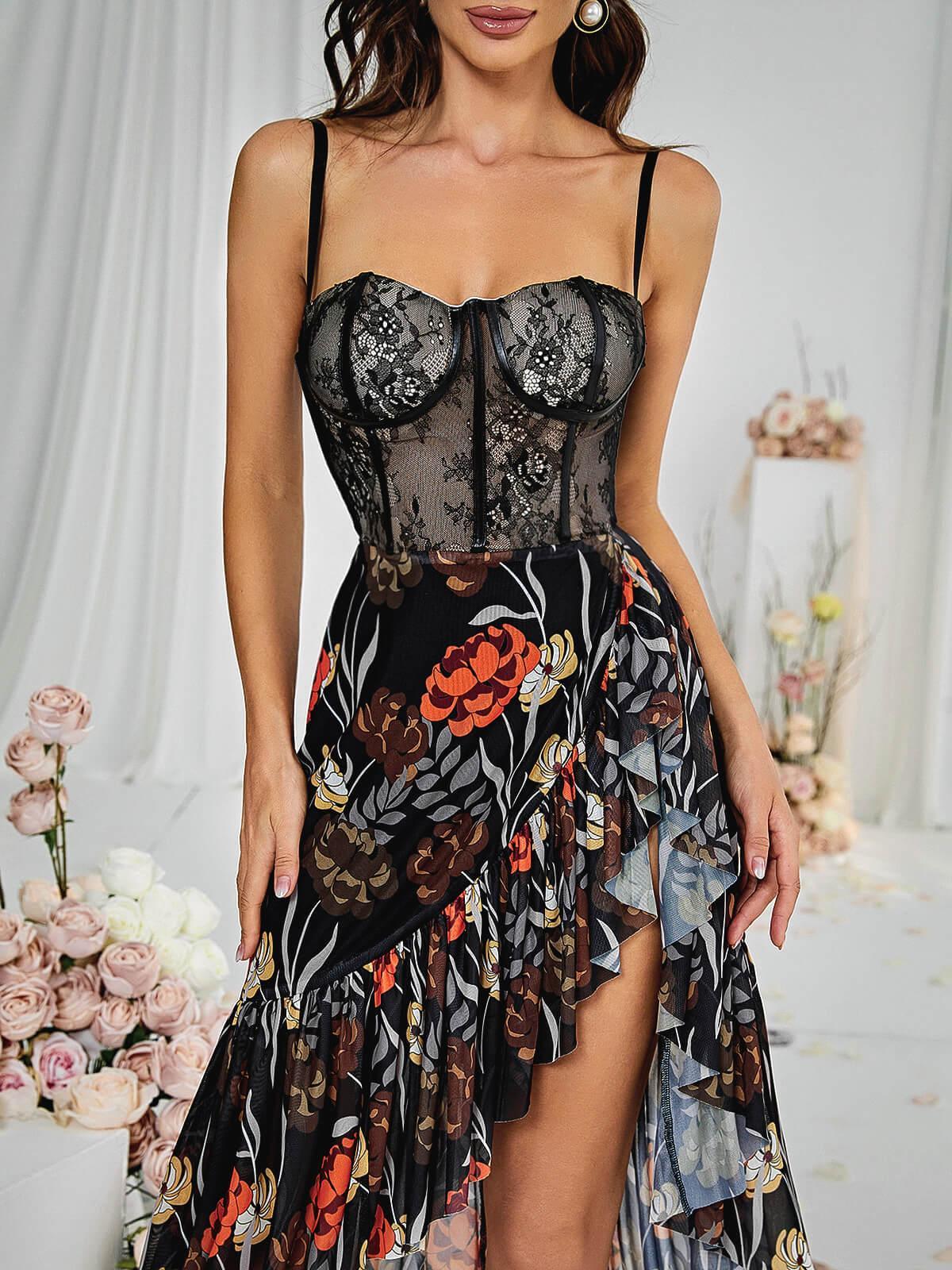 Deborah Mesh Floral Midi Dress - Image 6