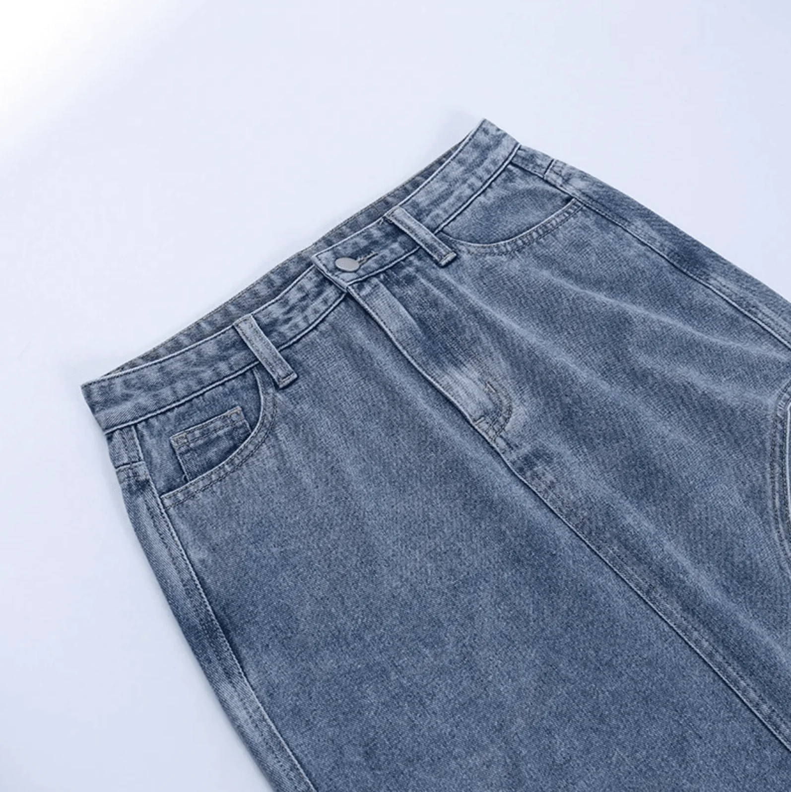 Denim Fortune High Waist Slit Midi Skirt - Image 7