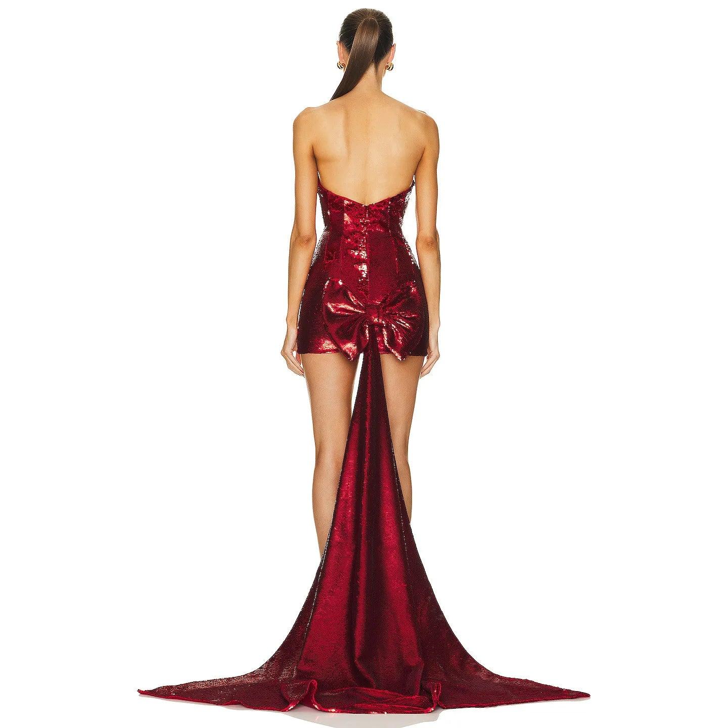 Dignity and Bias Sequin Bow Mini Dress - Image 13