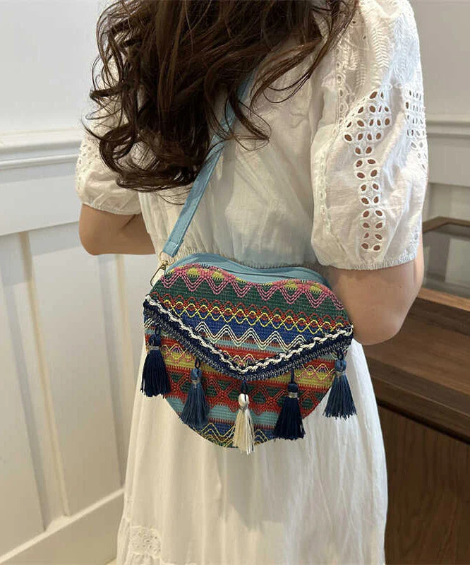 DIY Red Tassel Heart Patchwork Messenger Bag - Image 2