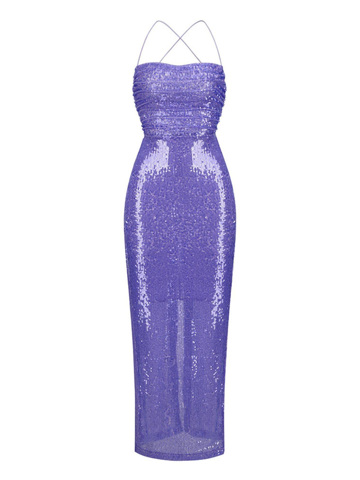 Dominica Sequin Maxi Dress In Purple - Image 6