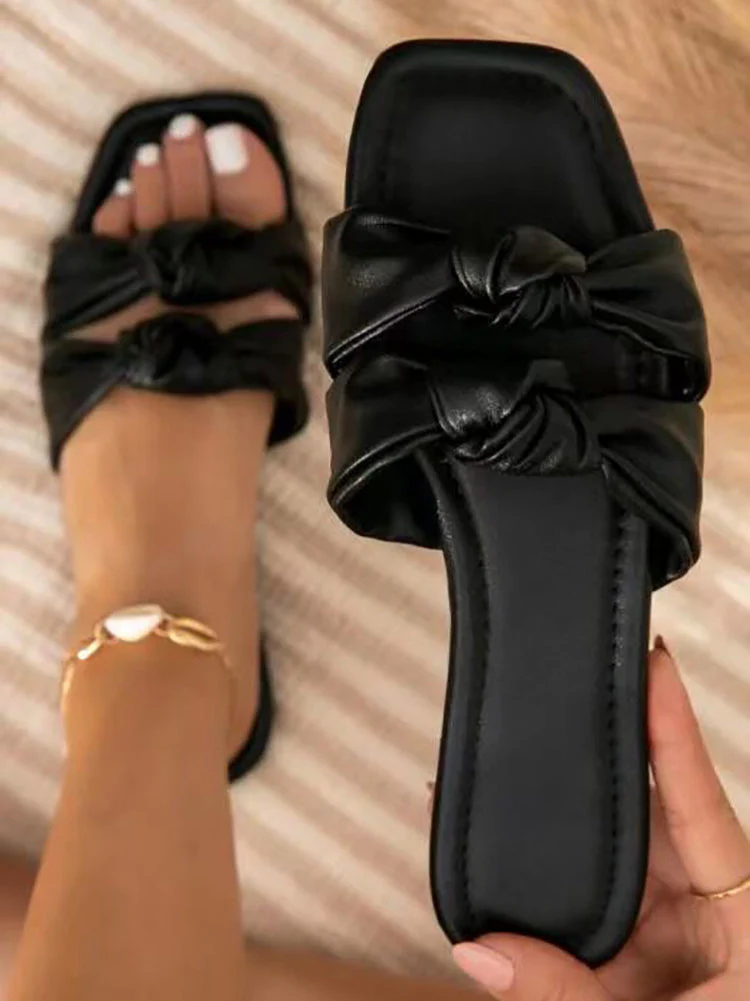 Double Bow Flat Slippers - Image 5