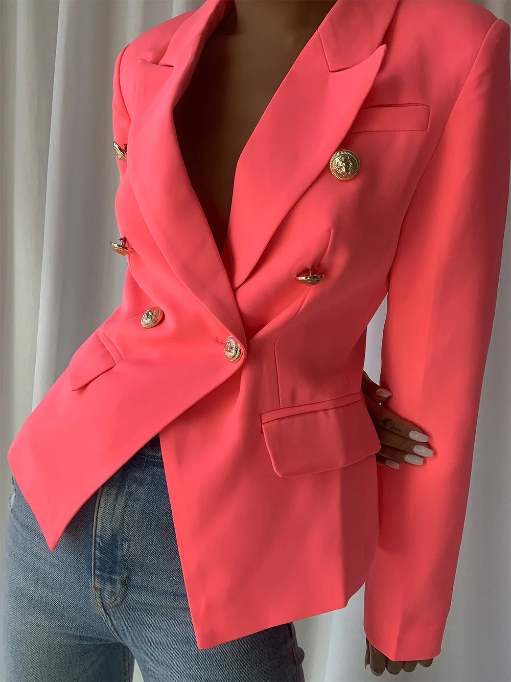 Double Breasted Blazer in Pink - Image 2