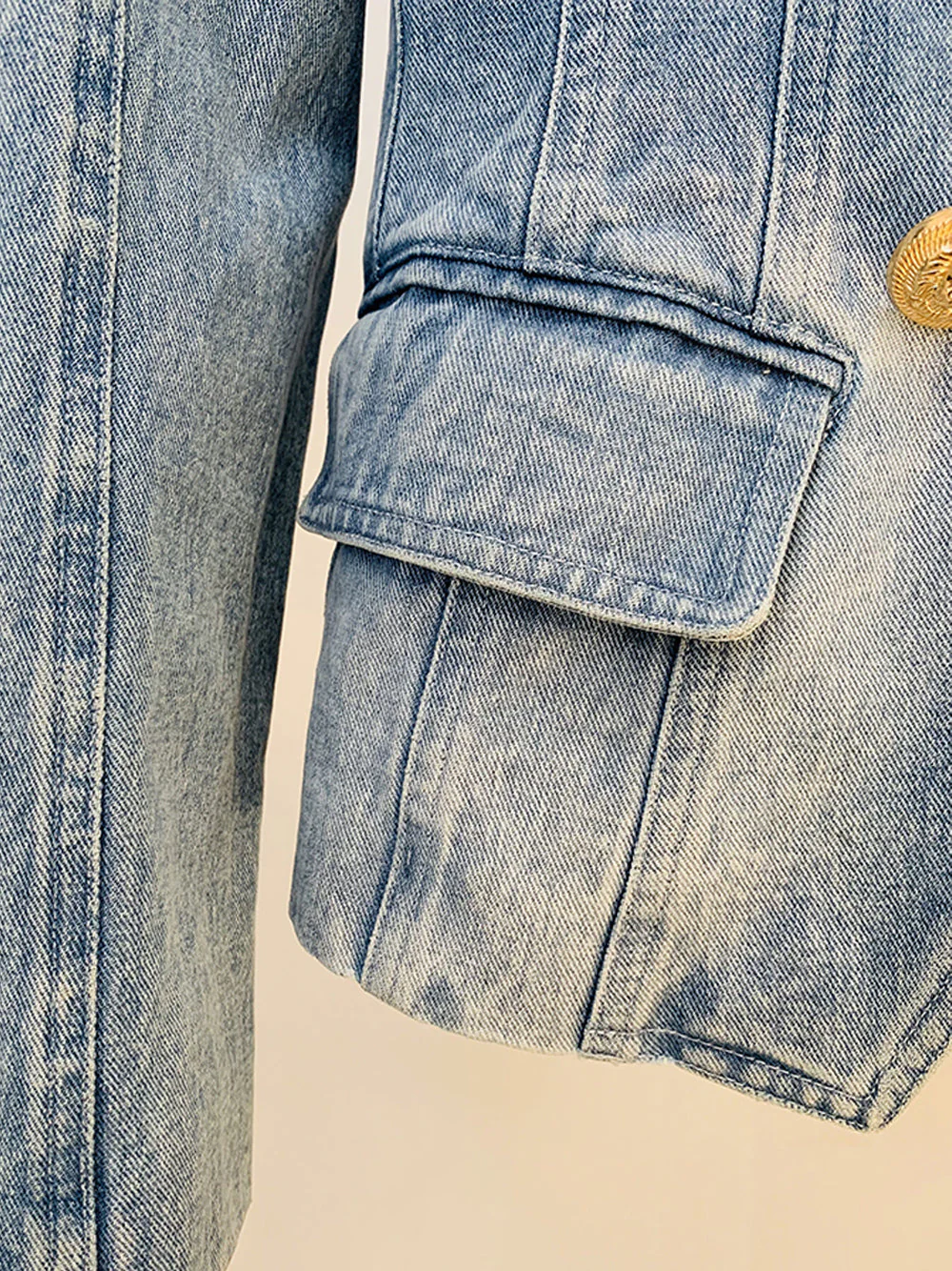 Double Breasted Denim Blazer - Image 14