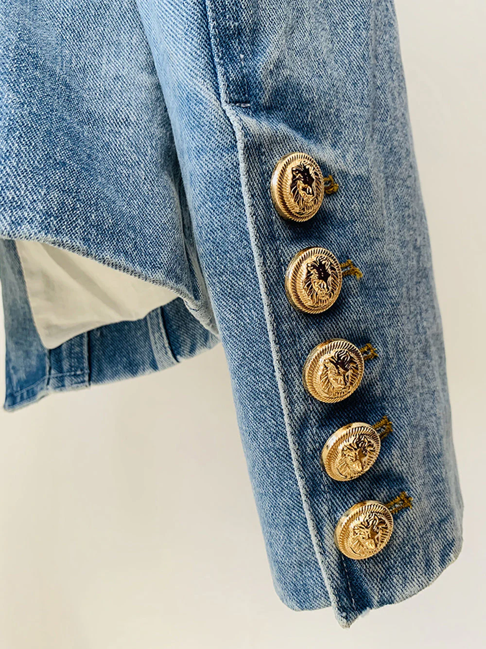 Double Breasted Denim Blazer - Image 16