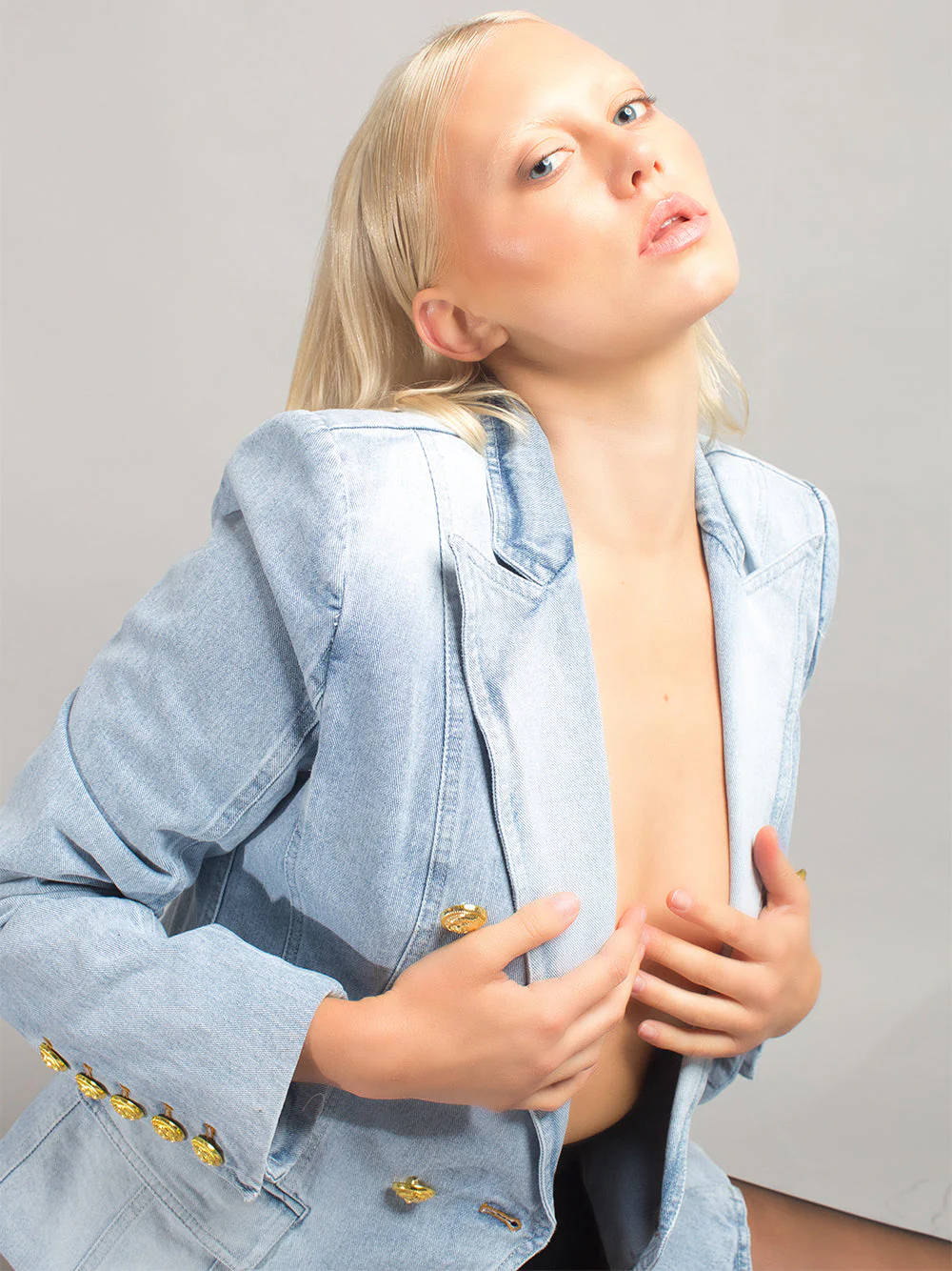 Double Breasted Denim Blazer - Image 2