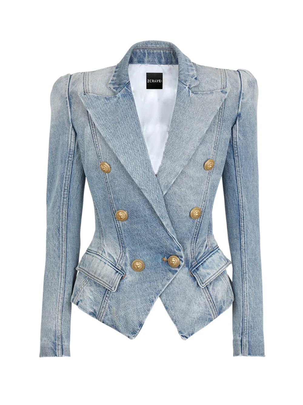 Double Breasted Denim Blazer - Image 9