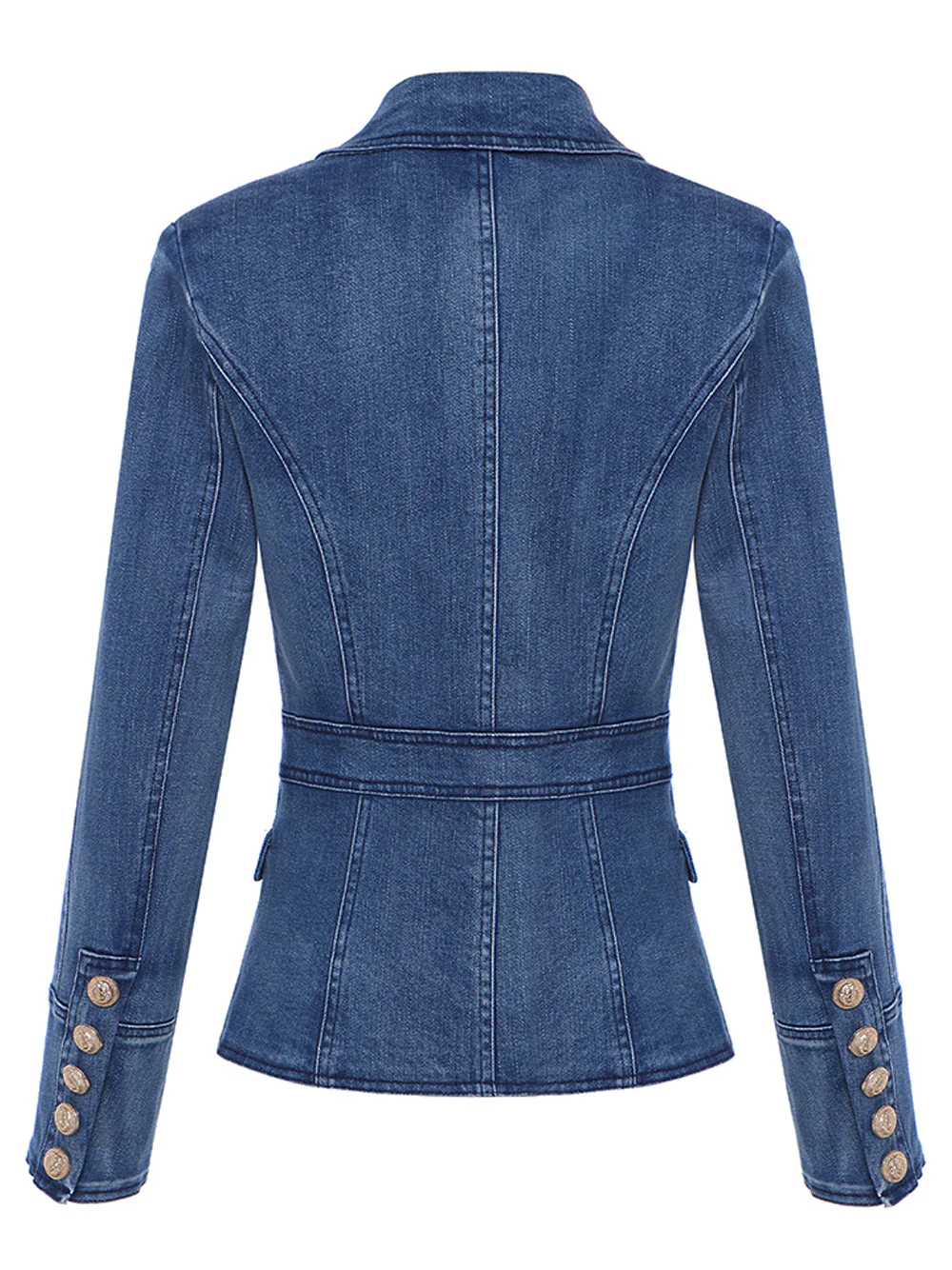 Double-Breasted Denim Blazer - Image 17