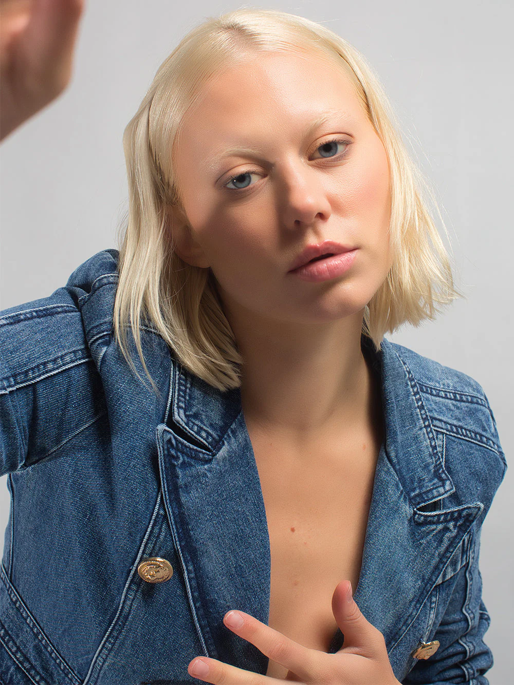 Double-Breasted Denim Blazer - Image 5