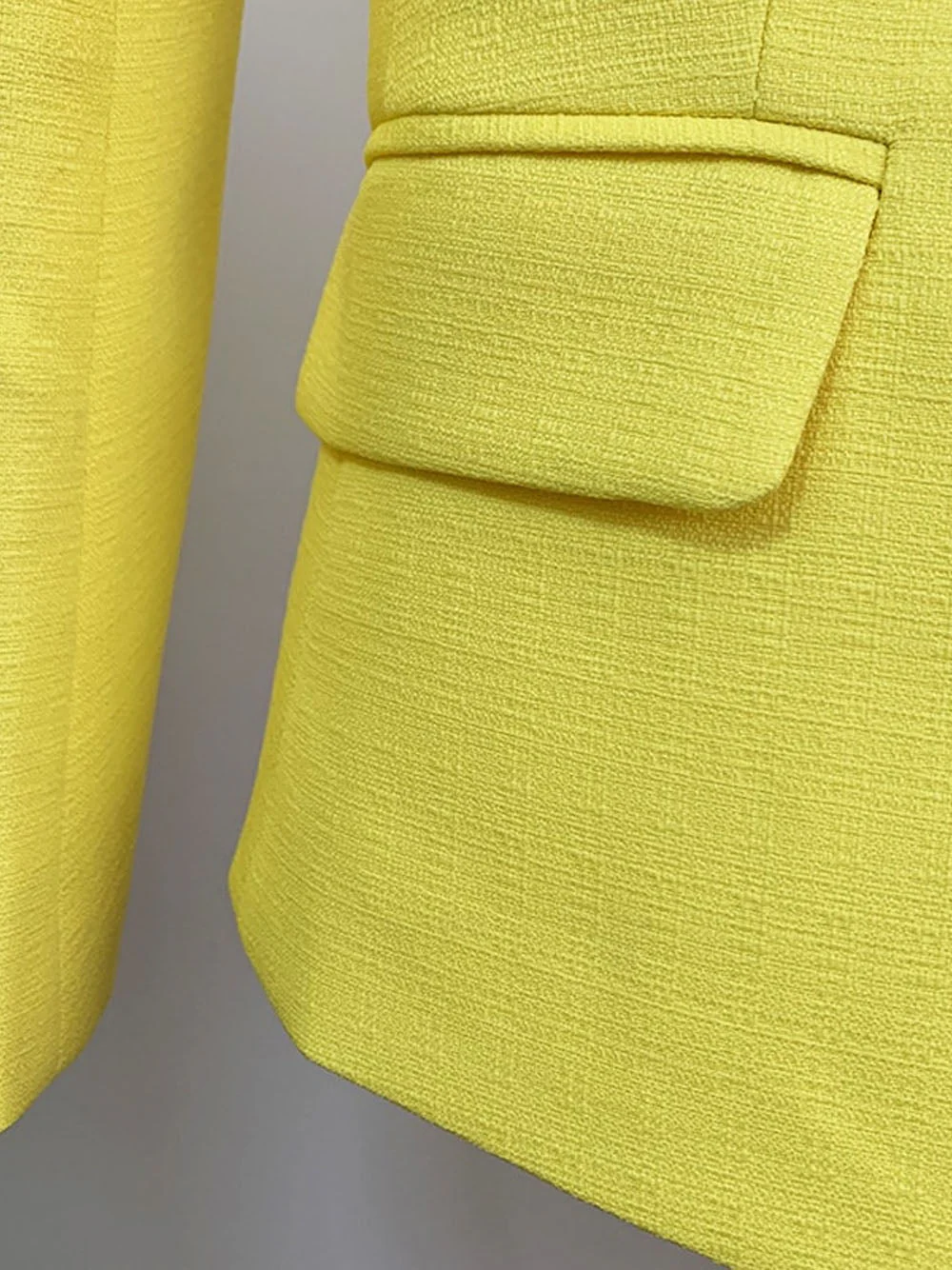 Double Breasted Textured Blazer in Yellow - Image 5