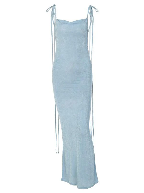 Egypt Backless Maxi Dress In Blue - Image 8