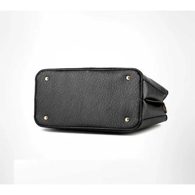 Elegant Faux Leather Structured Handbag Green - Image 13