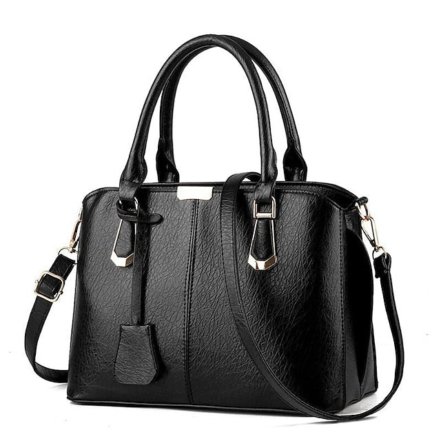 Elegant Faux Leather Structured Handbag Green - Image 8