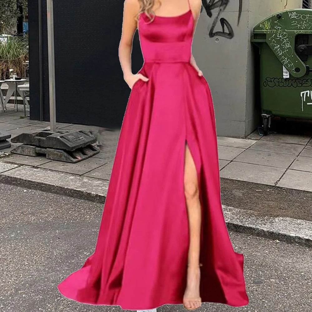 Elegant High Slit Evening Dress Backless Long Dress - Image 6