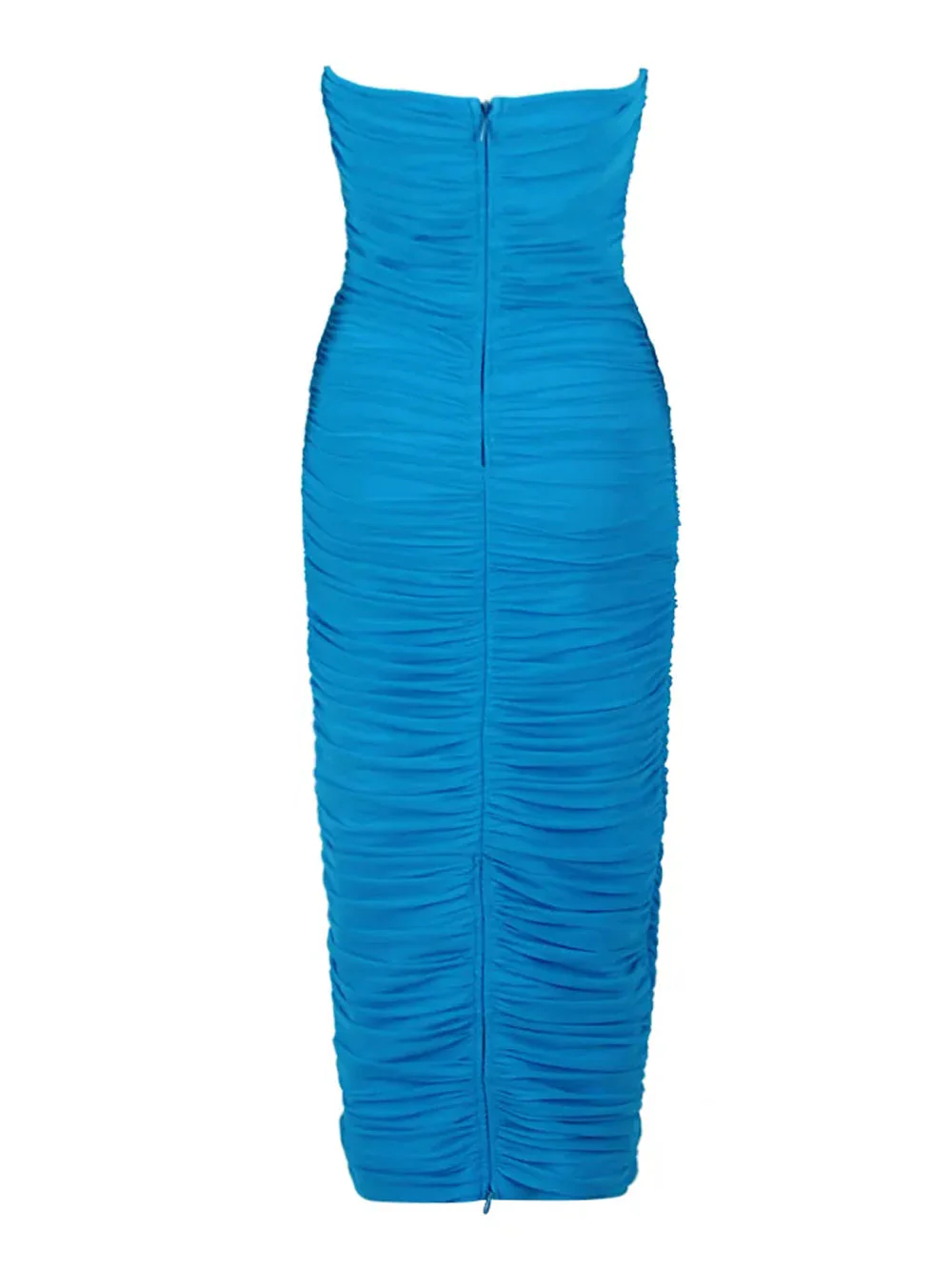 ELKE Strapless Ruched Midi Dress in Lycra - Image 2