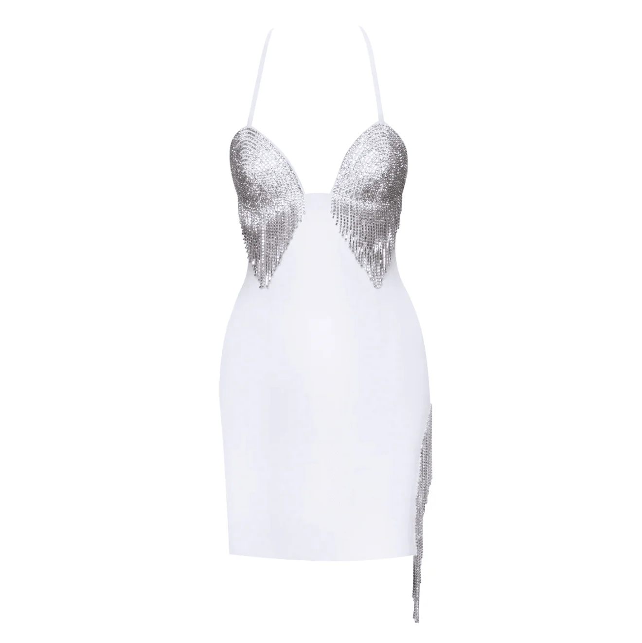 Energy High Halter Neck Crystal Fringe Mini Dress - Image 13