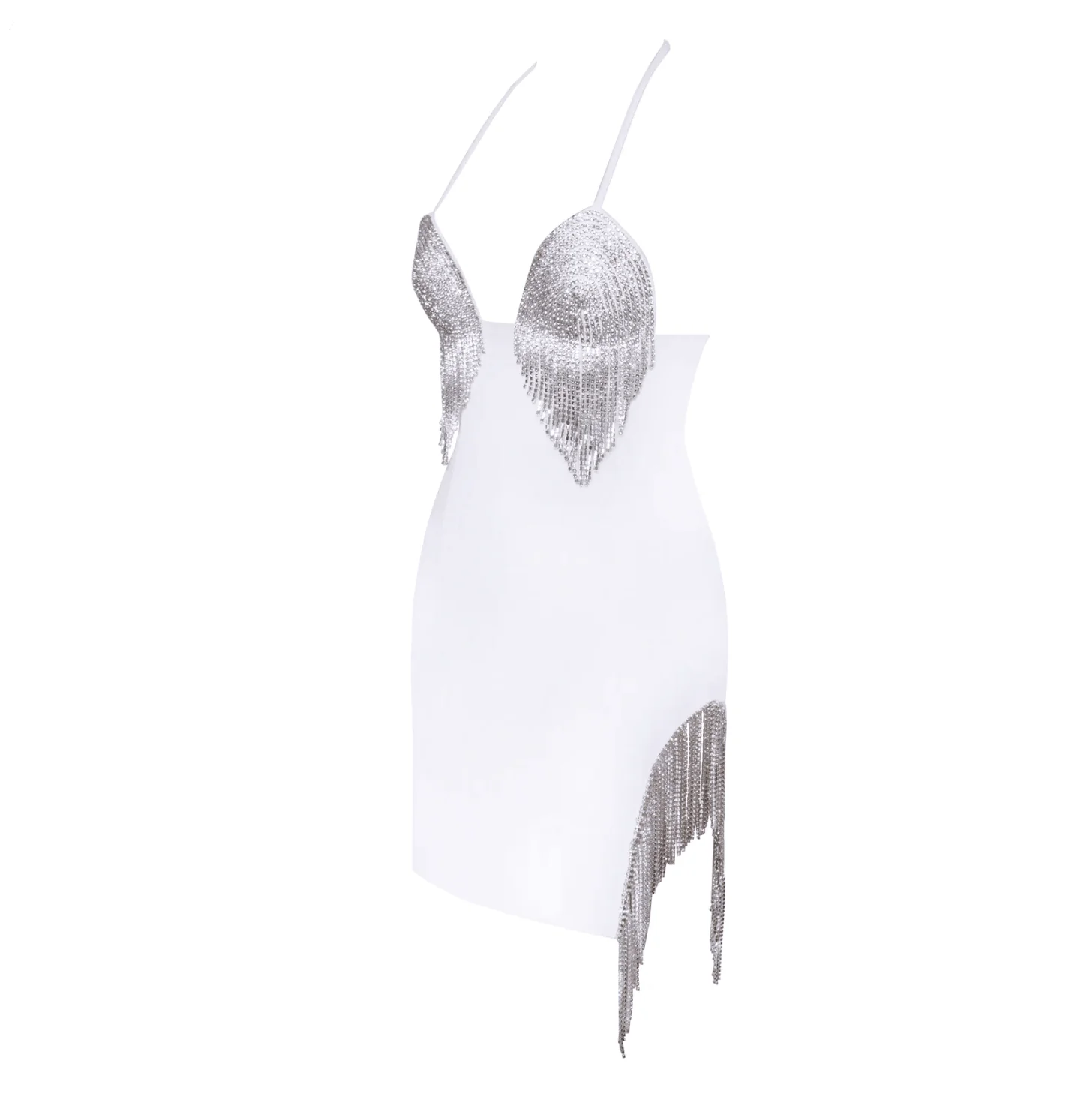 Energy High Halter Neck Crystal Fringe Mini Dress - Image 14