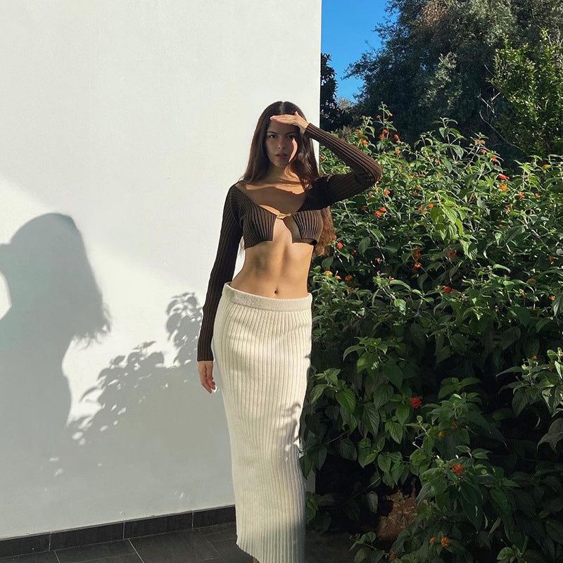 Ethereal Embrace Long Sleeve Ribbed Crop Top - Image 7