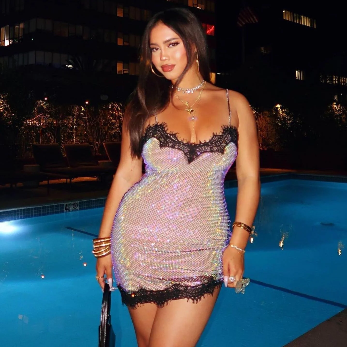 Event Of All Events Rhinestone Lace Mini Dress - Image 2