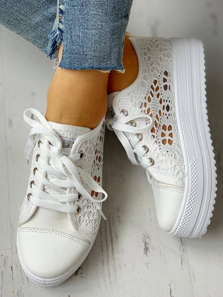 Eyelet Hollow Out Sneakers - Image 3