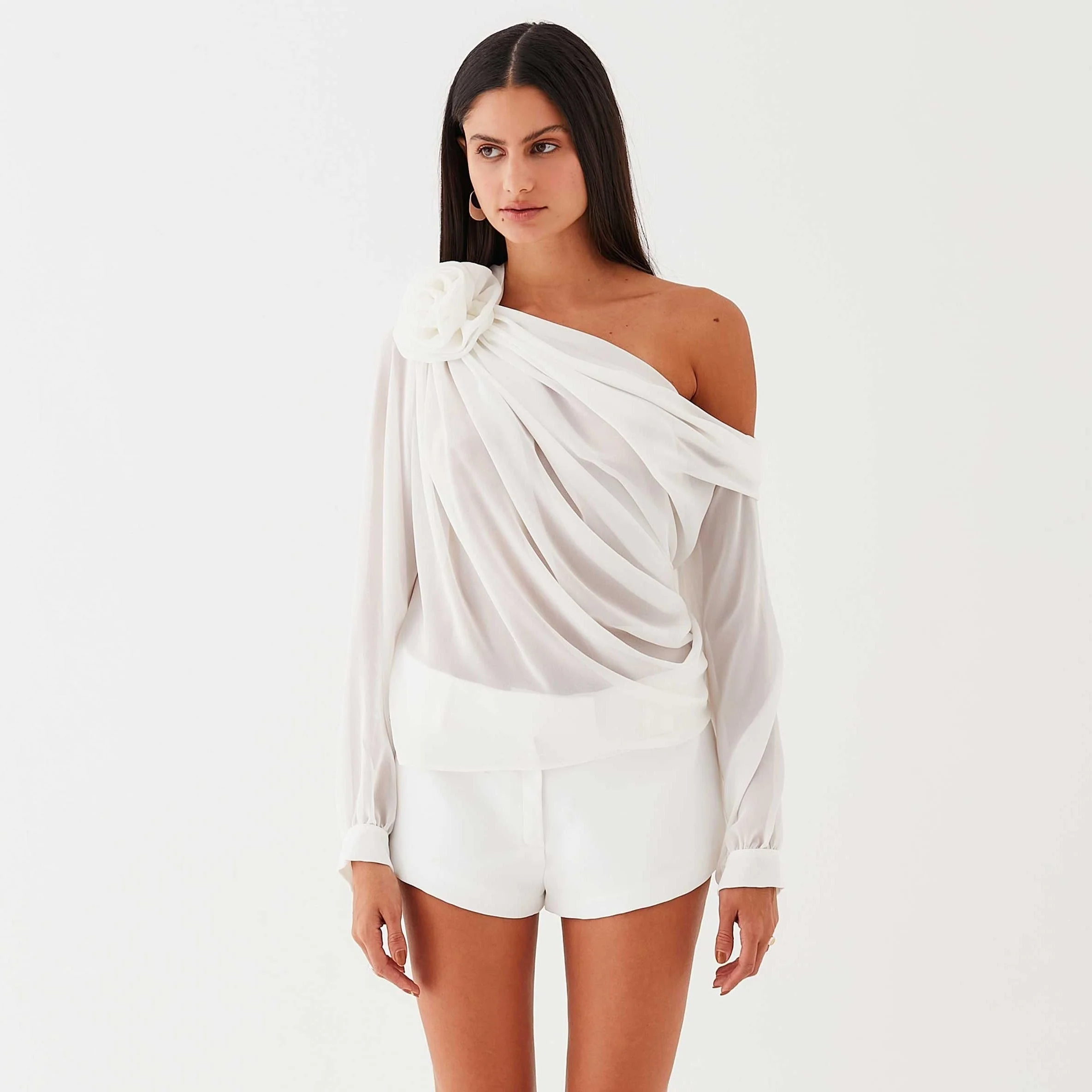 Fabulous Fluidity Asymmetrical Draped Blouse - Image 13
