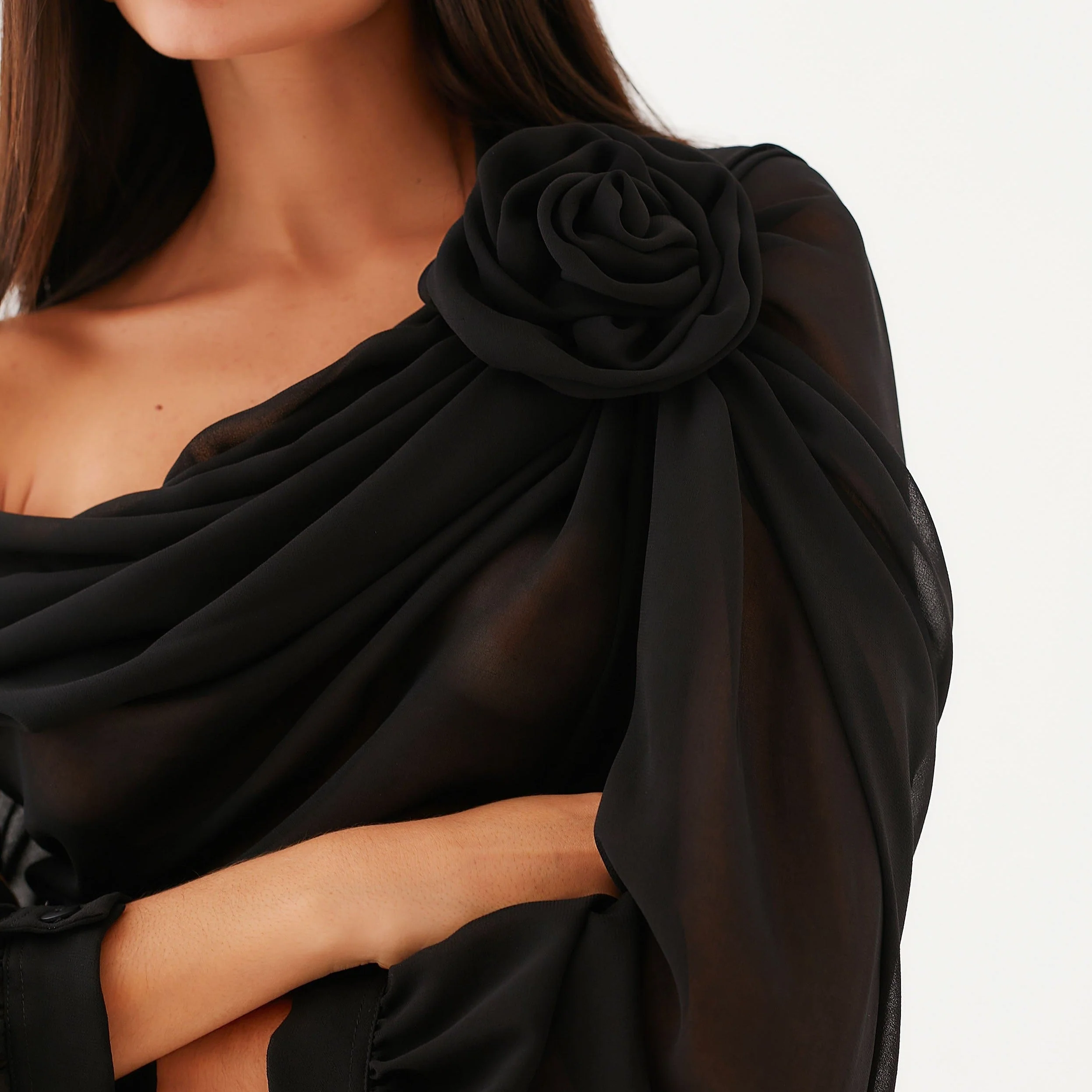 Fabulous Fluidity Asymmetrical Draped Blouse - Image 7
