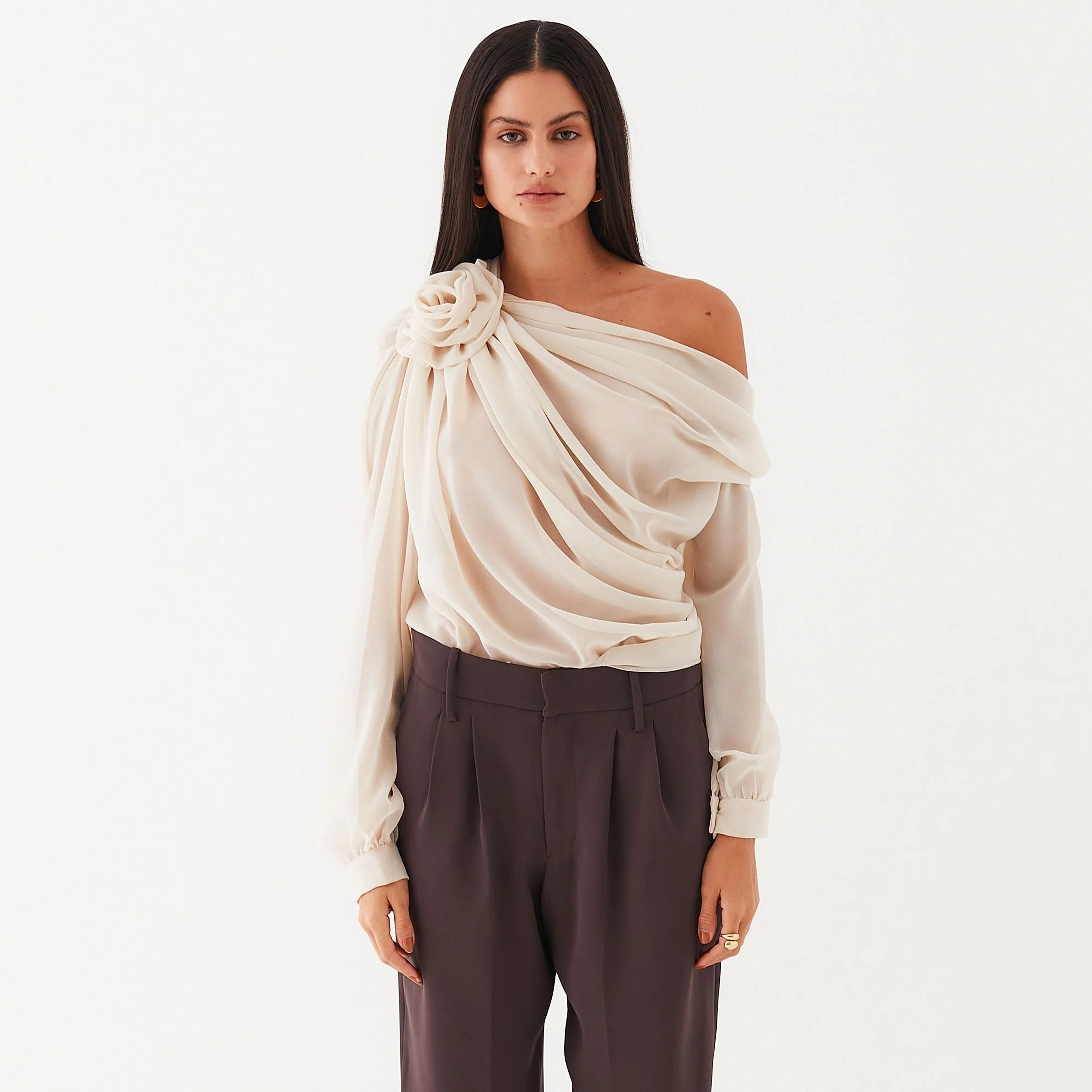 Fabulous Fluidity Asymmetrical Draped Blouse - Image 9