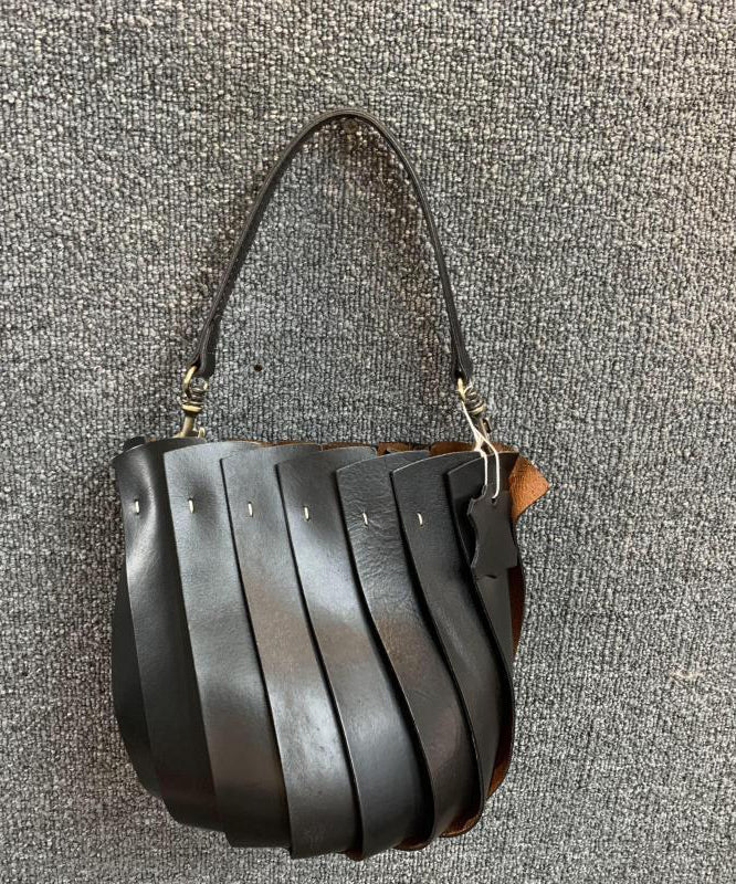 Fashion Black Calf Leather Satchel Handbag - Image 3