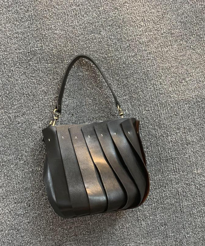 Fashion Black Calf Leather Satchel Handbag - Image 5