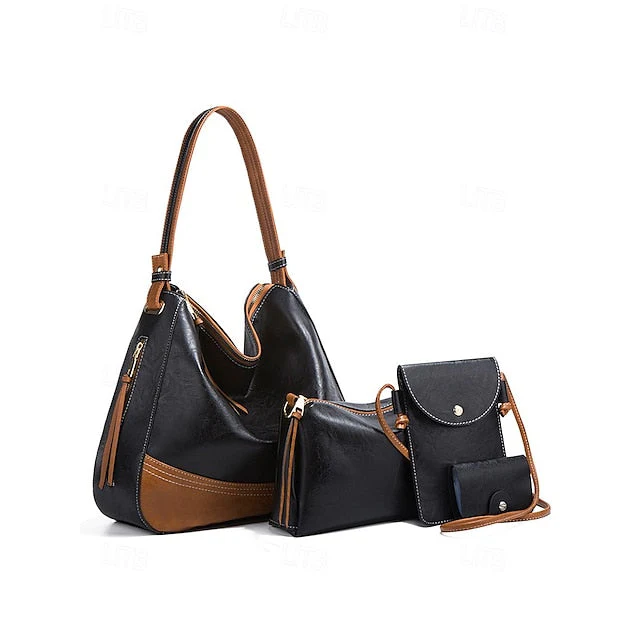 Faux Bag Set Handbag 4-Piece Leather Shoulder - Image 12