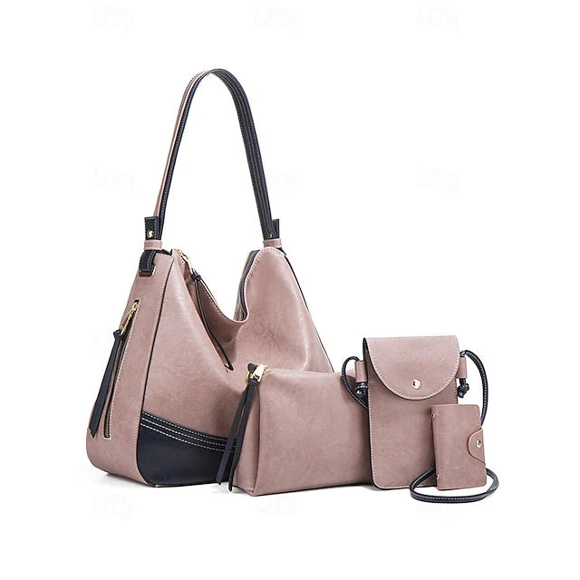 Faux Bag Set Handbag 4-Piece Leather Shoulder - Image 14