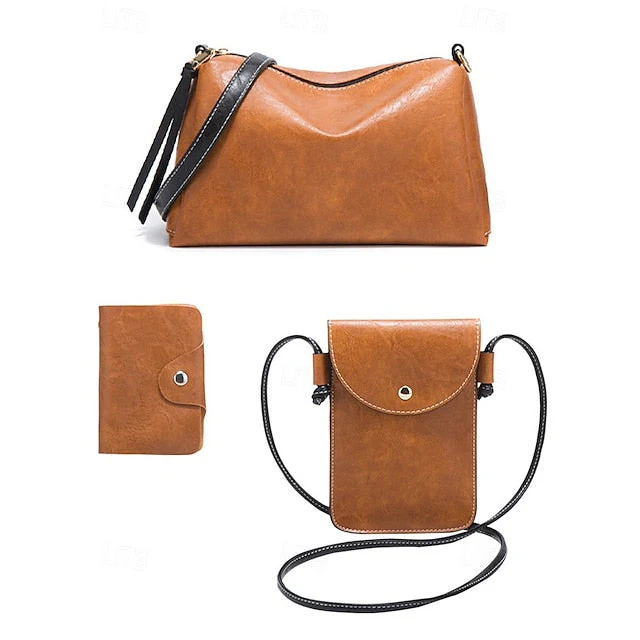 Faux Bag Set Handbag 4-Piece Leather Shoulder - Image 6