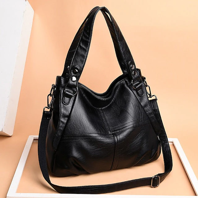 Faux Burgundy Shoulder Large Bag Leather - Image 4