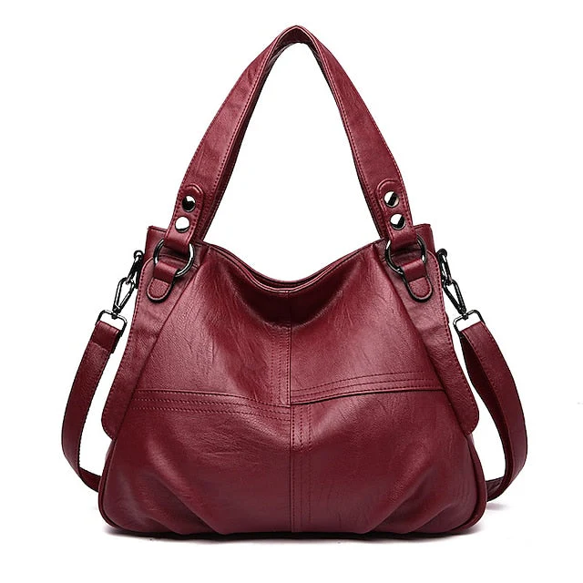 Faux Burgundy Shoulder Large Bag Leather - Image 9