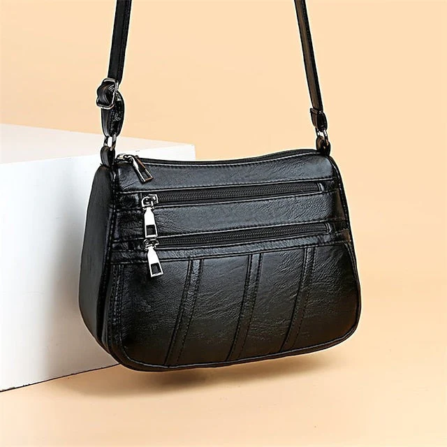 Faux Crossbody Black Bag Stylish Leather - Image 2