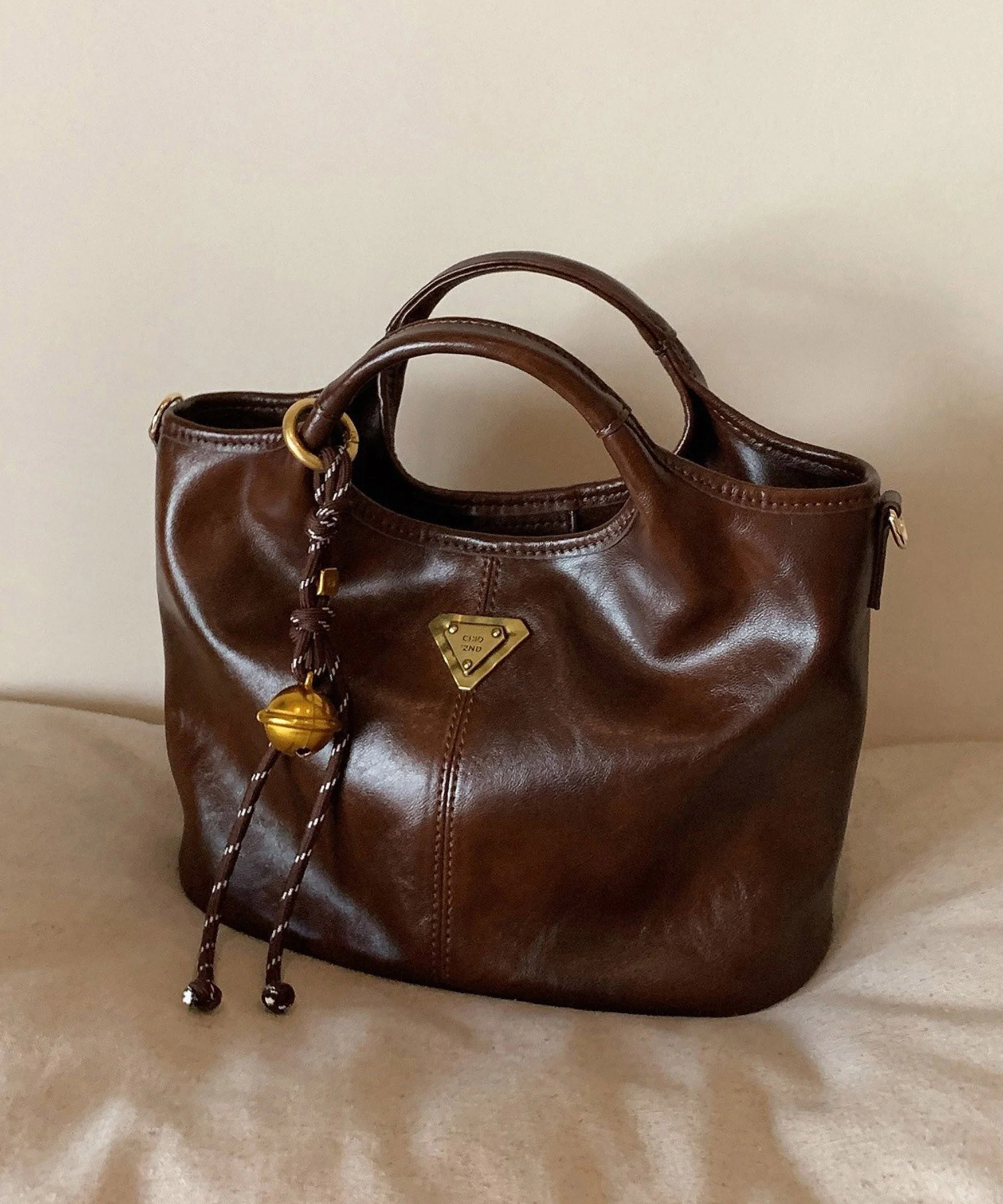 Faux Durable Tote Solid Colorblock Handbag Leather Classy - Image 2