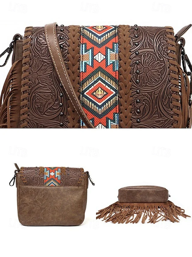 Faux Leather Shoulder Multi-Pocket - Crossbody Bag - Image 21