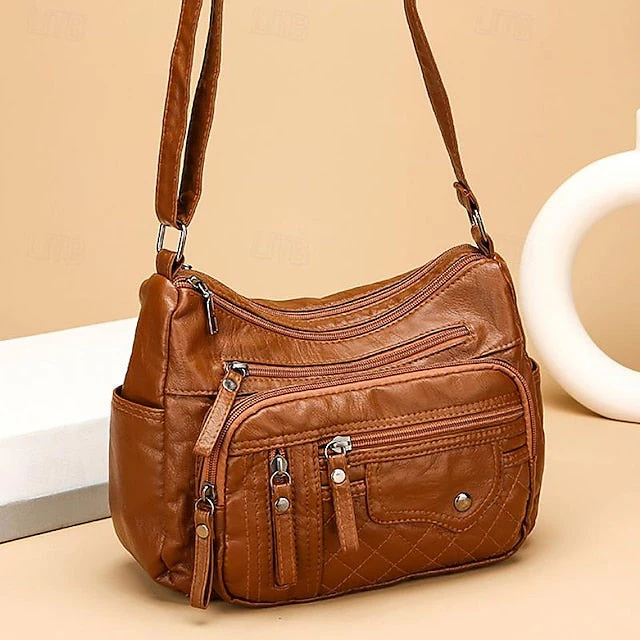Faux Multiple Quilted with Crossbody Bag Leather - Image 8