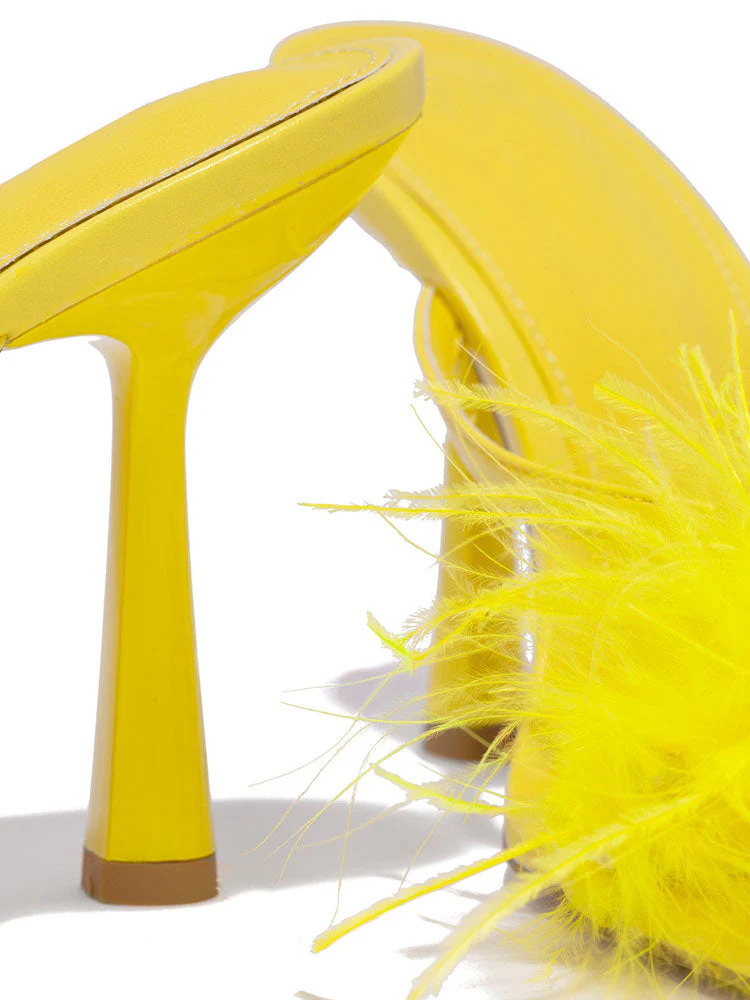 Feather Fur High Heel Mules - Image 29