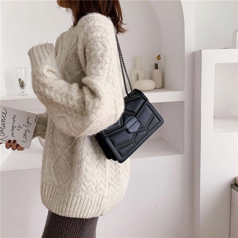 Floria Rivet Chain Crossbody Bag - Image 4