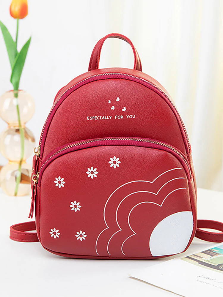 Flower Letter Print Backpack - Image 4
