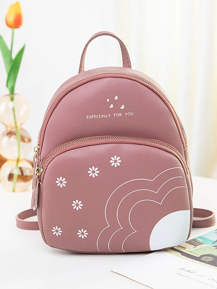 Flower Letter Print Backpack - Image 5